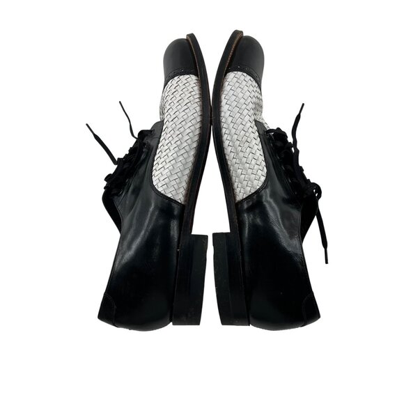 Stacy Adams Two Tone Woven Leather Dress Shoes Black White Lace Up 10 D - Picture 7 of 7